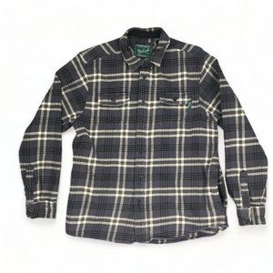 Woolrich Brawny Flannel Shirt Pockets Side Pocket Heavy Weight Gray Mens XL